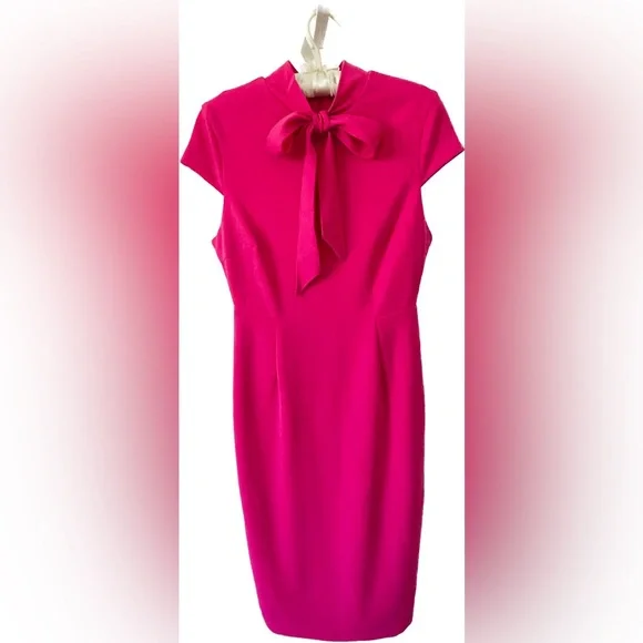 ππNWT ALEXIA ADMOR CAROLINA TIE-NECK CAP SLEEVE SHEATH MIDI DRESS Sz XSπππ - Picture 4 of 13